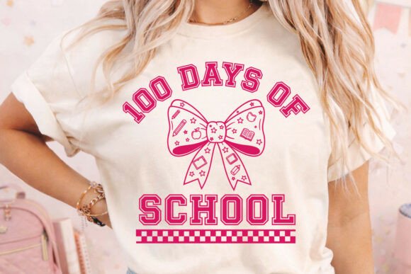 100 Days of School Bow Shirt Design SVG
