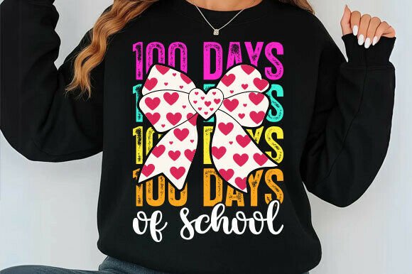 100 Days of School Checkered Bow Svg Graphics