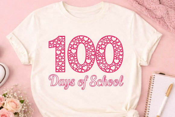 100 Days of School Heart Pattern SVG PNG