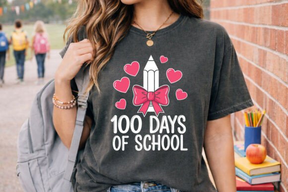 100 Days of School Pencil Bow Heart SVG Graphics