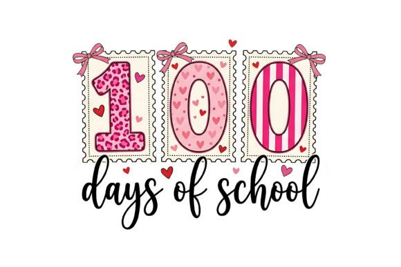 100 Days of School Pink Stamp SVG Graphics