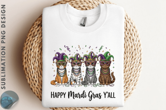 Happy Mardi Gras Y All Cat PNG Graphics
