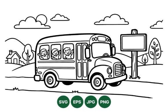 Kids School Bus Line Art Svg: Graphics for Creative Projects