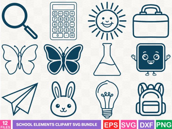 School Elements Clipart SVG Bundle