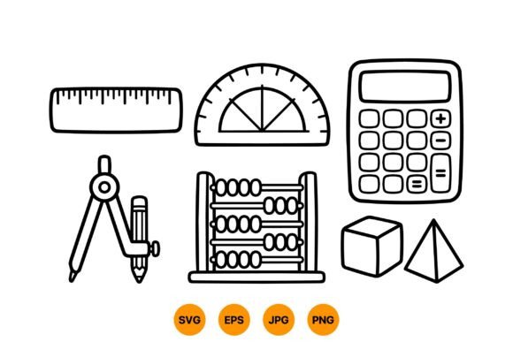 School Math Tools Clipart SVG: Graphics for Educational Branding