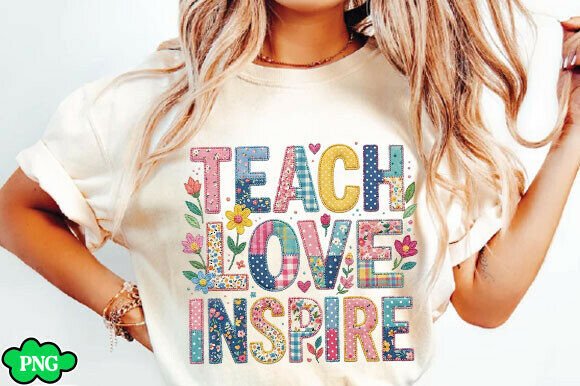 Teach Love Inspire SVG, Floral Teacher Graphics