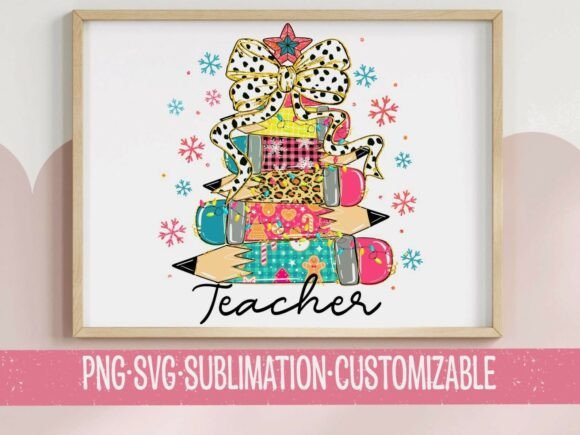 Teacher Christmas Pencil Tree SVG Graphics